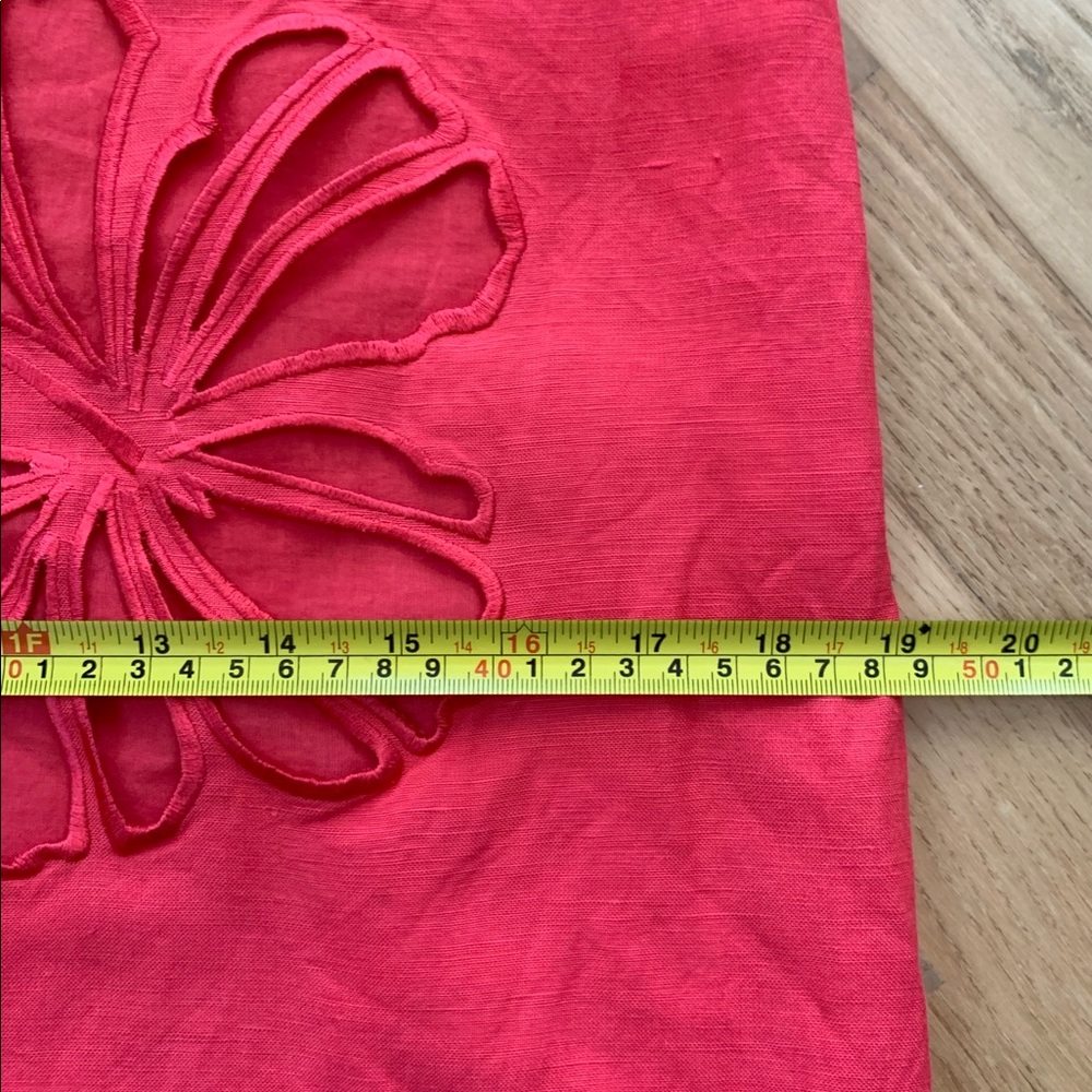 Tahari Linen dress | red Laser Cut Floral Sheath Dress red sundress mini dress - Picture 9 of 10